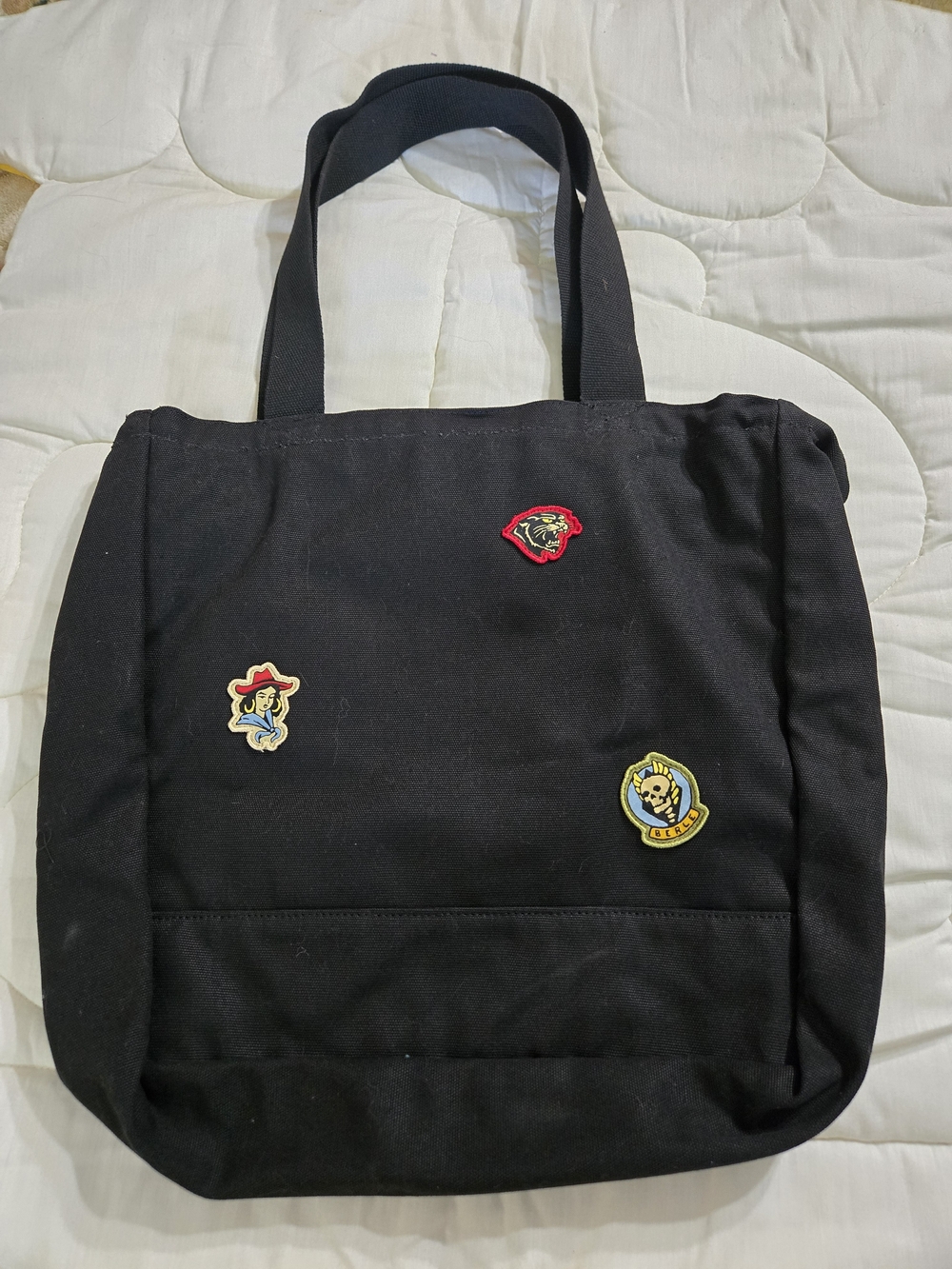 Elijah Berle Vans Black Canvas Tote with Patches - Picture 2 of 3